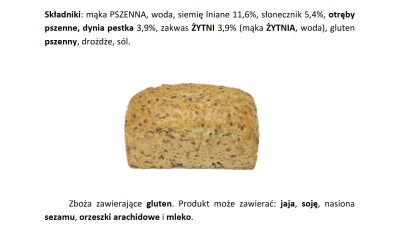 CHLEB DLA DIABETYKOW 300gr.MROZONY DO WYPIEKU (25szt.) €1.20/szt. OSKROBA