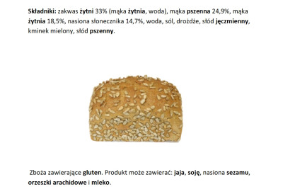 CHLEB SLONECZNIKOWY 350gr.  MROZONY DO WYPIEKU (26szt.) €1,00/szt. OSKROBA
