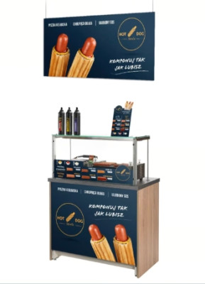 SZAFKA DO SPRZEDARZY HOT DOGOW  Z OSLANA SZKLANA 100cm.