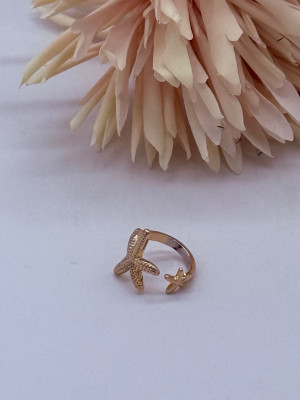 Gouden Schelp- en Zeester Ring